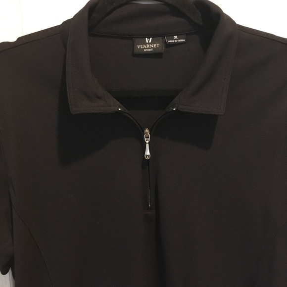 Vintage Vuarnet Zip Neck Fitted Polo Black - Picture 2 of 6